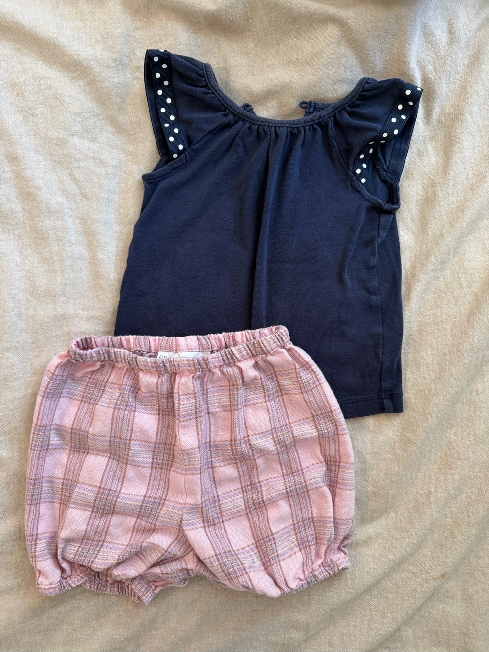 Rachel Riley Pink Plaid Bubble Shorts & Gymboree set
